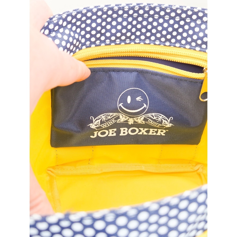 Joe Boxer Mini Spring Summer Zip Tote Yellow Blue Polka Dots Max Loud Y2K - Picture 2 of 9